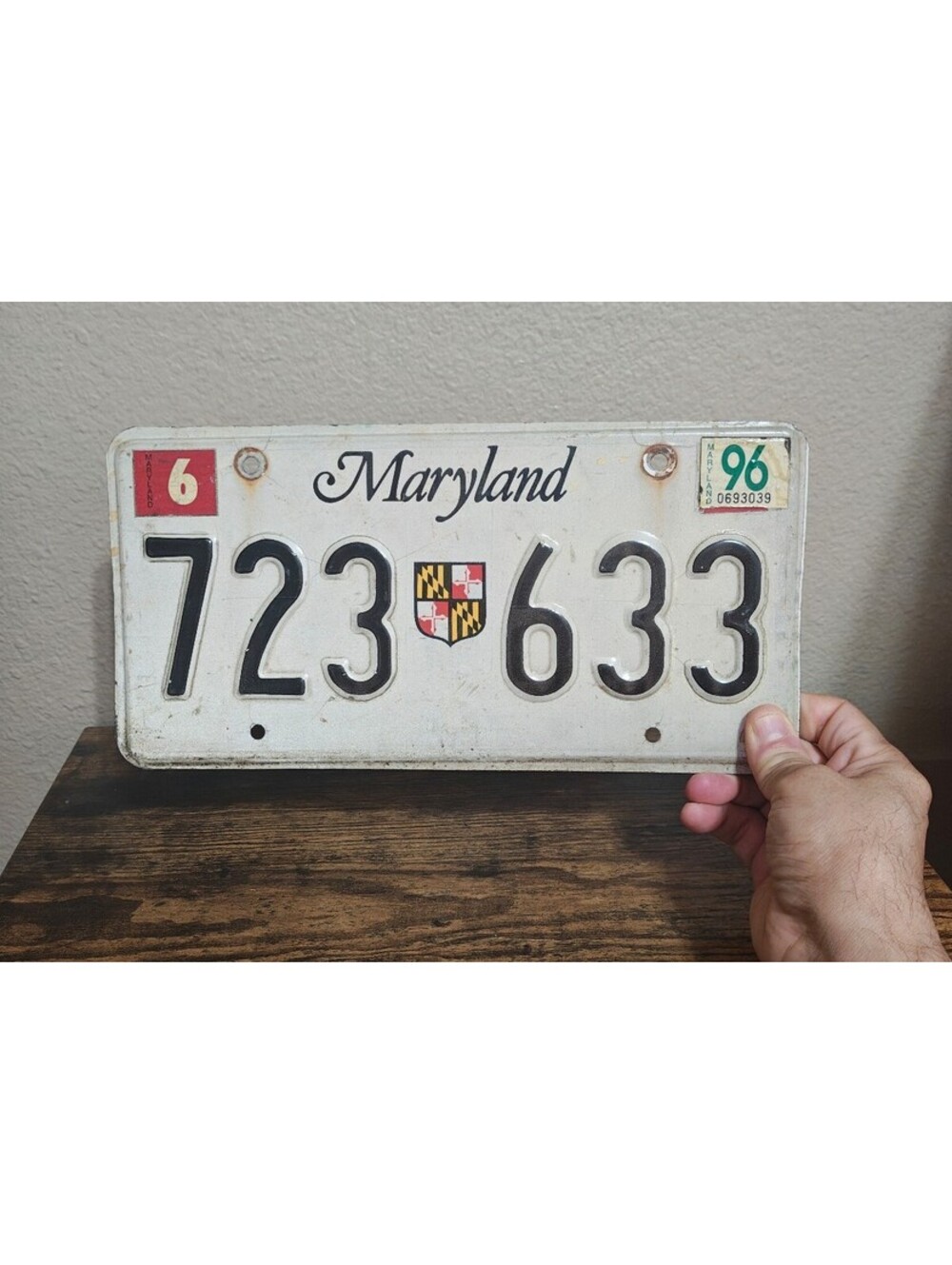 Maryland License Plate 1996 State Shield Emblem/Garage Decor